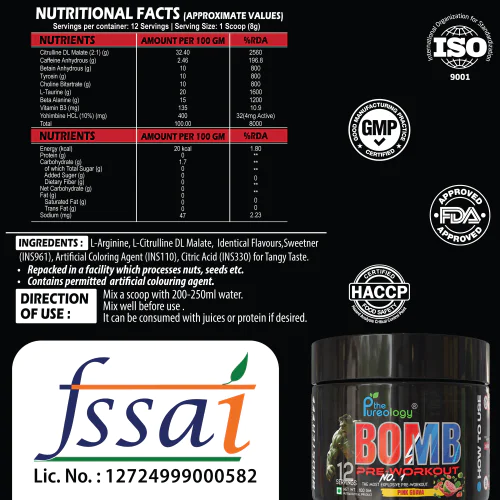 thepureology BOMB Pre Workout Pre Workout  (100 g, Pink Guava)