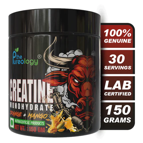 thepureology Creatine Monohydrate Micronized   (150gm, Orange + Mango)