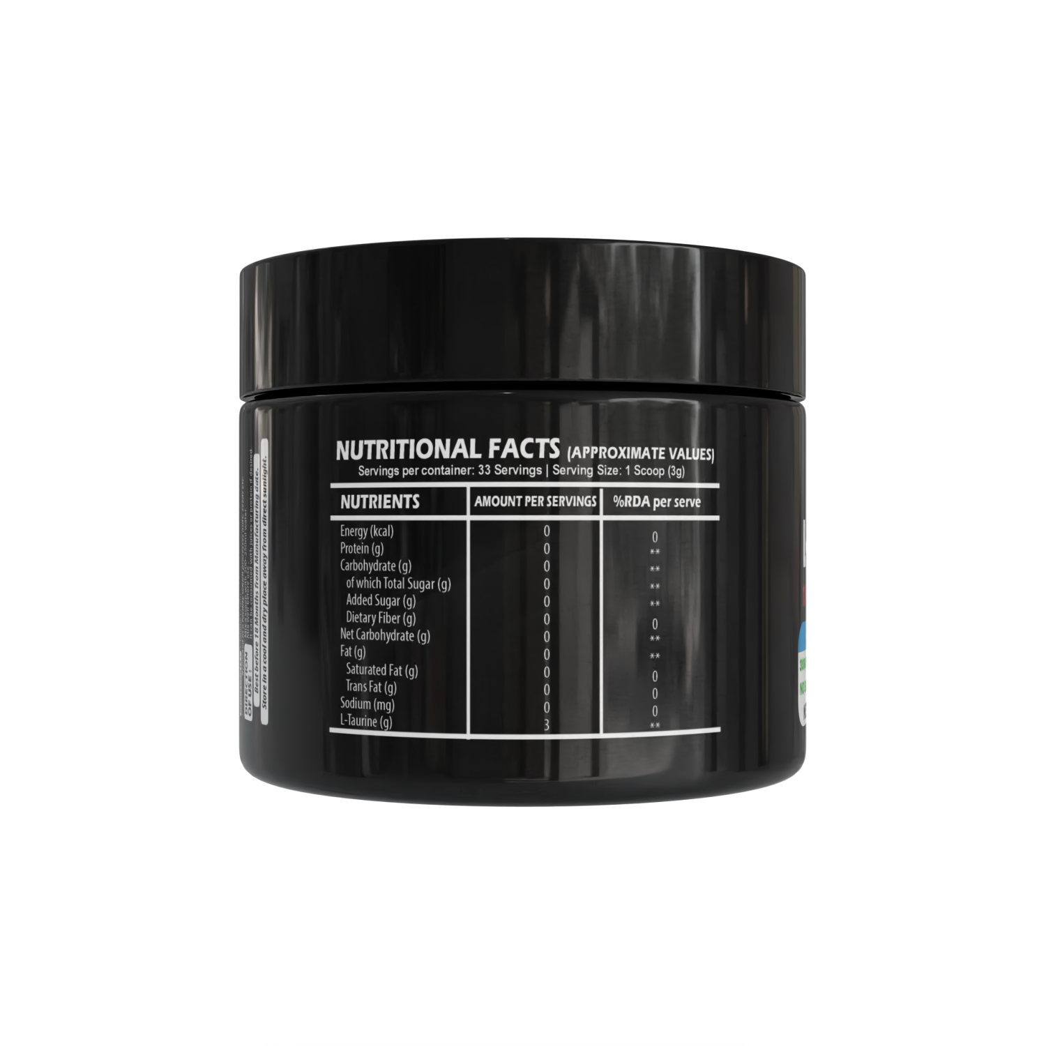 L-Taurine Unflavoured (100gm, 33 servings)