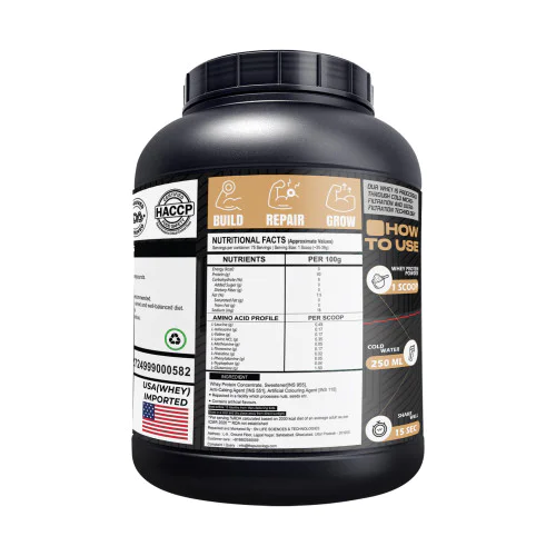  Whey Concentrate Protien | 5000mg EAA | 3000mg L-Glutamine Whey Protein  (2.5 kg, Cream and Cookies)
