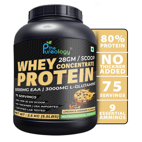 Whey Concentrate Protien | 5000mg EAA | 3000mg L-Glutamine Whey Protein  (2.5 kg, Cream and Cookies)  Whey Concentrate Protien | 5000mg EAA | 3000mg L-Glutamine Whey Protein  (2.5 kg, Cream and Cookies)