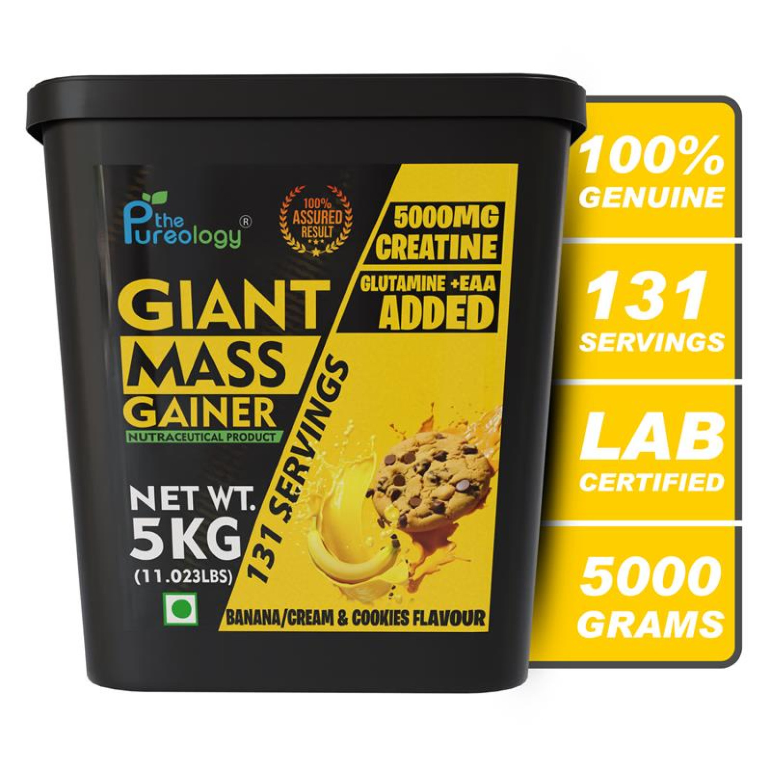 thepureology Giant Mass Gainer Weight Gainers/Mass Gainers  (5 kg, Banana Cream and cookies)