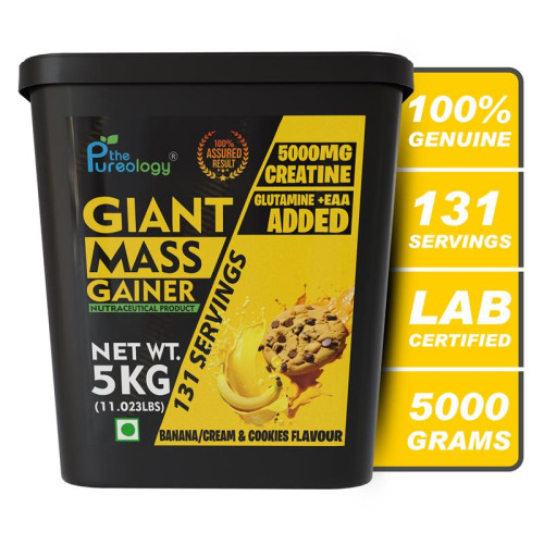 thepureology Giant Mass Gainer Weight Gainers/Mass Gainers  (5 kg, Banana Cream and cookies) thepureology Giant Mass Gainer Weight Gainers/Mass Gainers  (5 kg, Banana Cream and cookies)