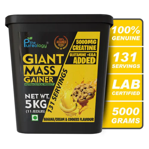 thepureology Giant Mass Gainer Weight Gainers Mass Gainers 5 kg, Banana Cream and cookies