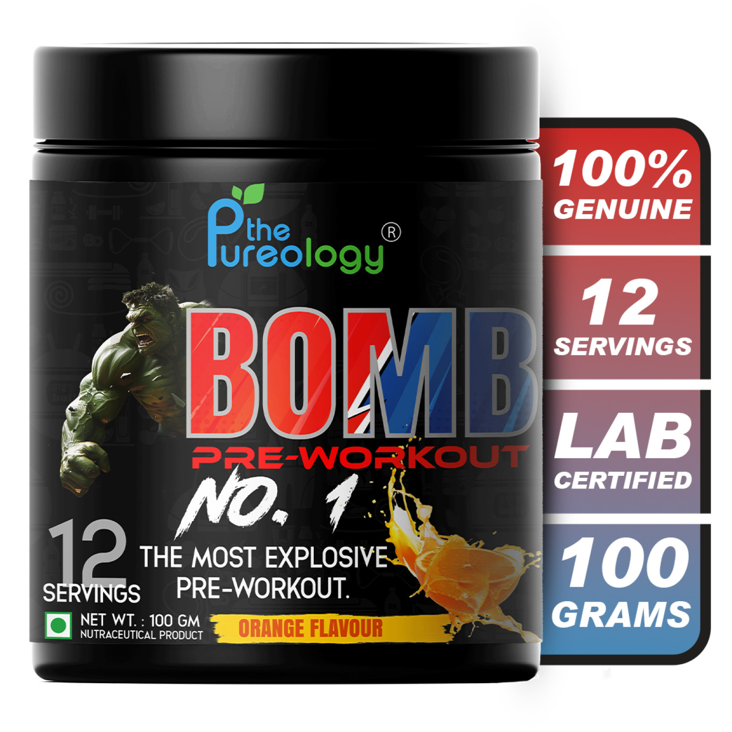 thepureology BOMB Pre Workout Pre Workout  (100 g, Orange) thepureology BOMB Pre Workout Pre Workout  (100 g, Orange)