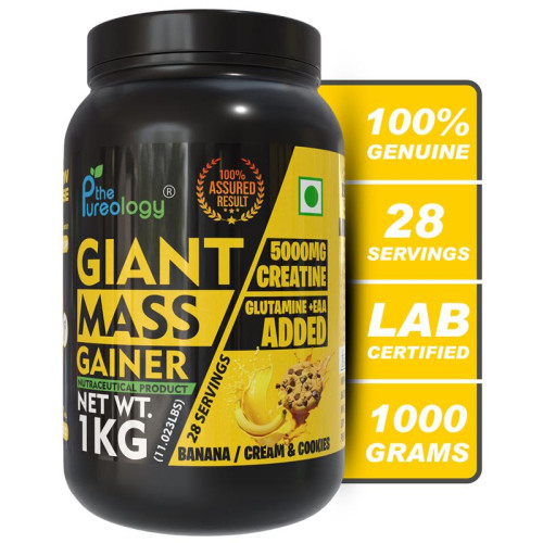 thepureology Giant Mass Gainer Weight Gainers/Mass Gainers  (1 kg, Banana Cream and cookies) thepureology Giant Mass Gainer Weight Gainers/Mass Gainers  (1 kg, Banana Cream and cookies)