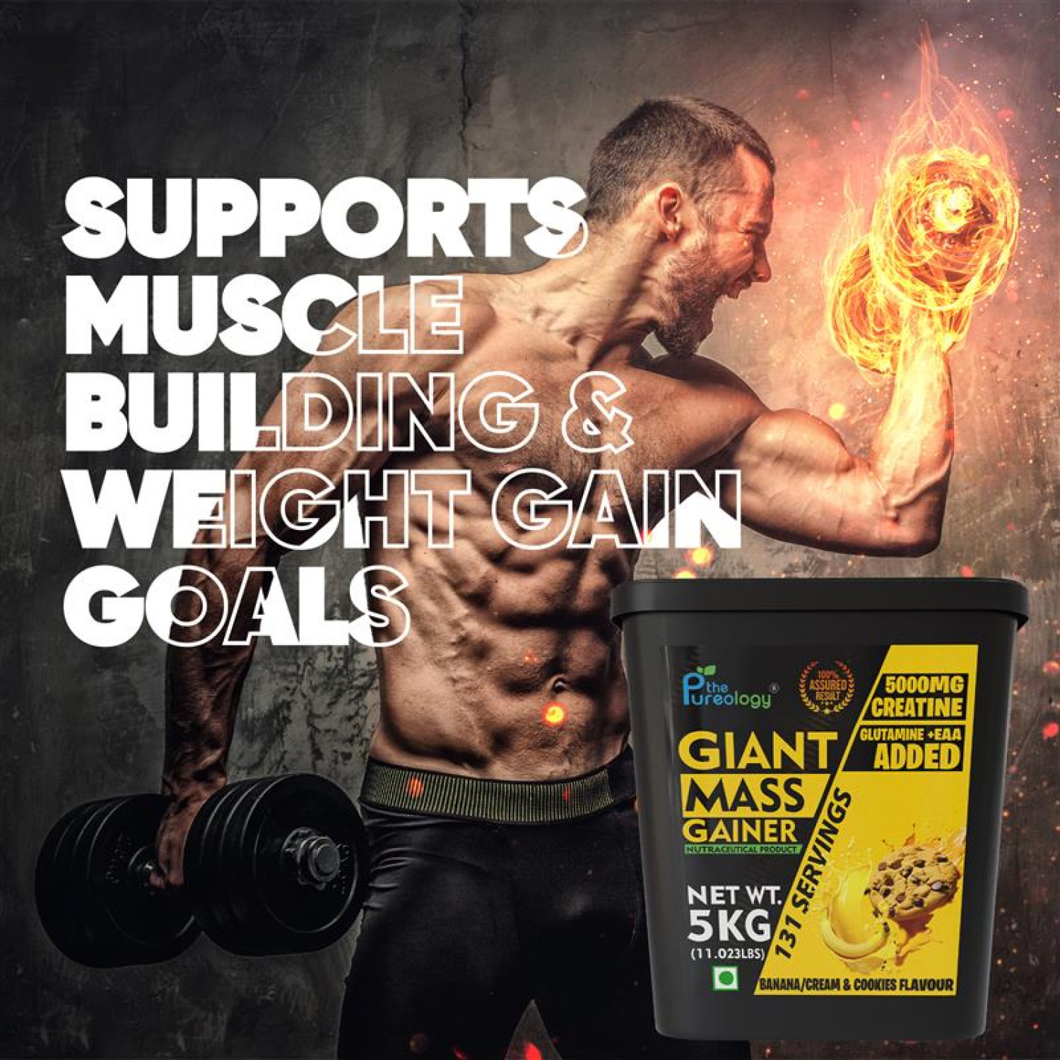 thepureology Giant Mass Gainer Weight Gainers/Mass Gainers  (5 kg, Banana Cream and cookies) thepureology Giant Mass Gainer Weight Gainers/Mass Gainers  (5 kg, Banana Cream and cookies)