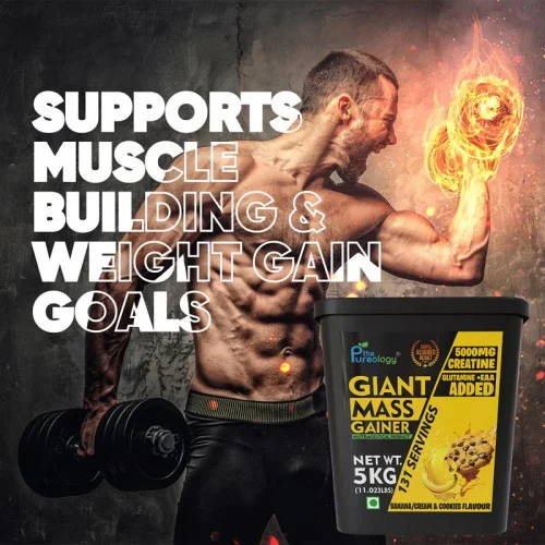 thepureology Giant Mass Gainer Weight Gainers Mass Gainers 5 kg, Banana Cream and cookies