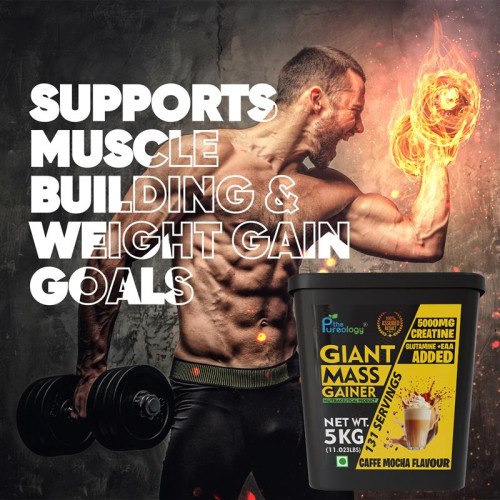 thepureology Giant Mass Gainer Weight Gainers/Mass Gainers  (5 kg,  Caffe Mocha)