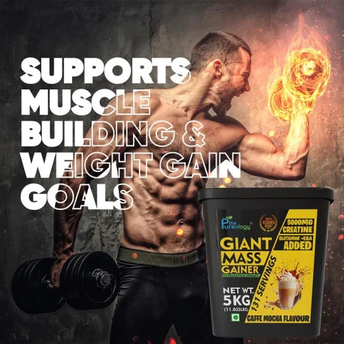 thepureology Giant Mass Gainer Weight Gainers/Mass Gainers  (5 kg,  Caffe Mocha)