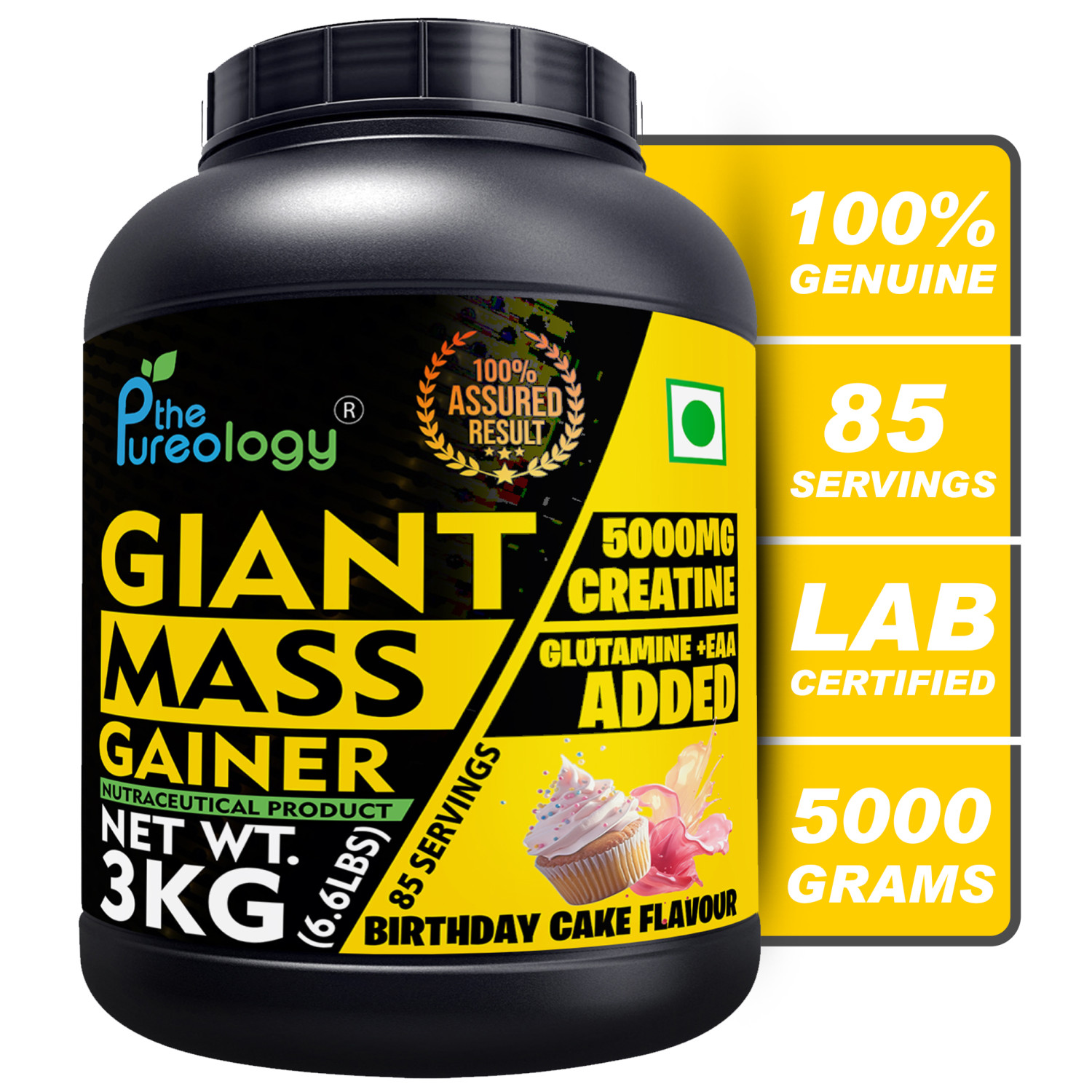 thepureology Giant Mass Gainer Weight Gainers/Mass Gainers  (3 kg, Birthday Cake) thepureology Giant Mass Gainer Weight Gainers/Mass Gainers  (3 kg, Birthday Cake)