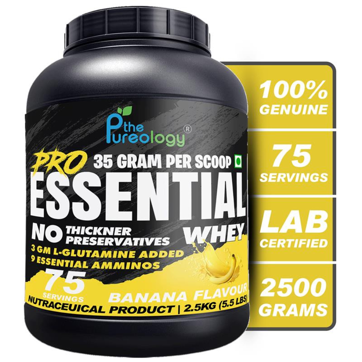 thepureology Protien | Whey Concentrate Whey Protein  ( 2.5kg, Banana) thepureology Protien | Whey Concentrate Whey Protein  ( 2.5kg, Banana)