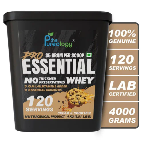 thepureology Protien | Whey Concentrate Whey Protein  ( 4kg, Cream and Cookies)
