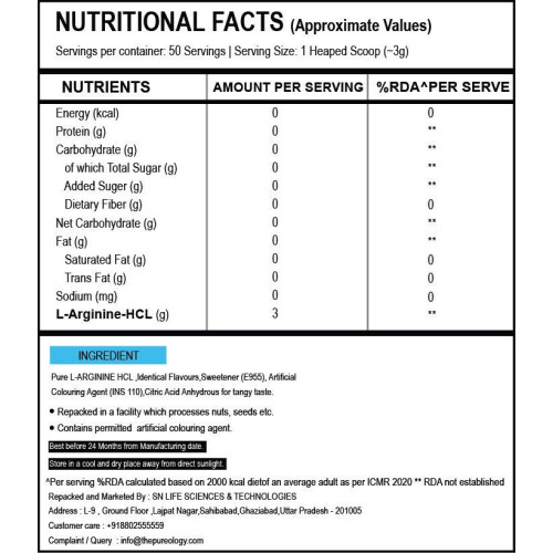 thepureology L-Arginine HCL  (150 g, Blueberry)