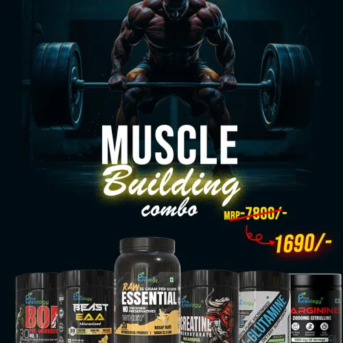 Muscle Building Combo ( Whey Protein 1 kg , 1 Creatine 150 gm ,1 Glutamine 150 gm, 1 Essential Amino 150 gm, 1 Pre-workout 100 gm, L-Arginine 150 gm)