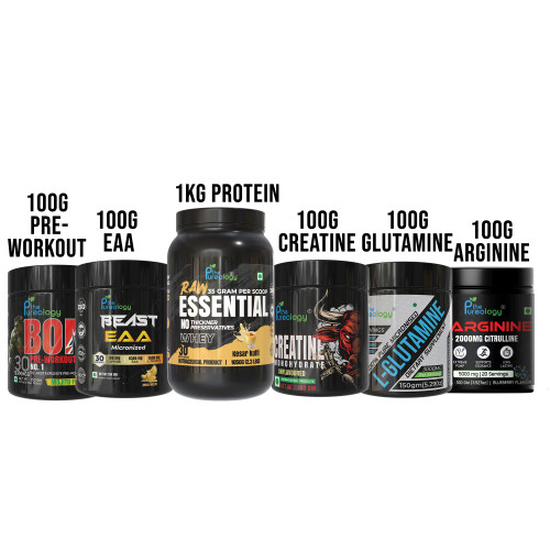 Muscle Building Combo ( Whey Protein 1 kg , 1 Creatine 150 gm ,1 Glutamine 150 gm, 1 Essential Amino 150 gm, 1 Pre-workout 150 gm, L-Arginine)