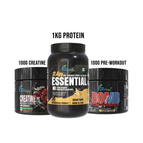 Beginner Combo ( Whey Protein 1 kg , 1 Creatine 100 gm , 1 Pre-workout 100 gm)