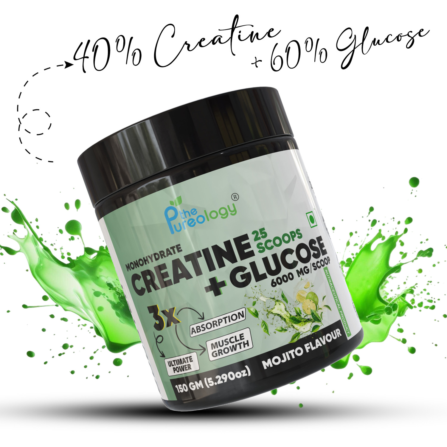 Monohydrate Creatine + Glucose Creatine  (150 g, Mojito)  Monohydrate Creatine + Glucose Creatine  (150 g, Mojito)