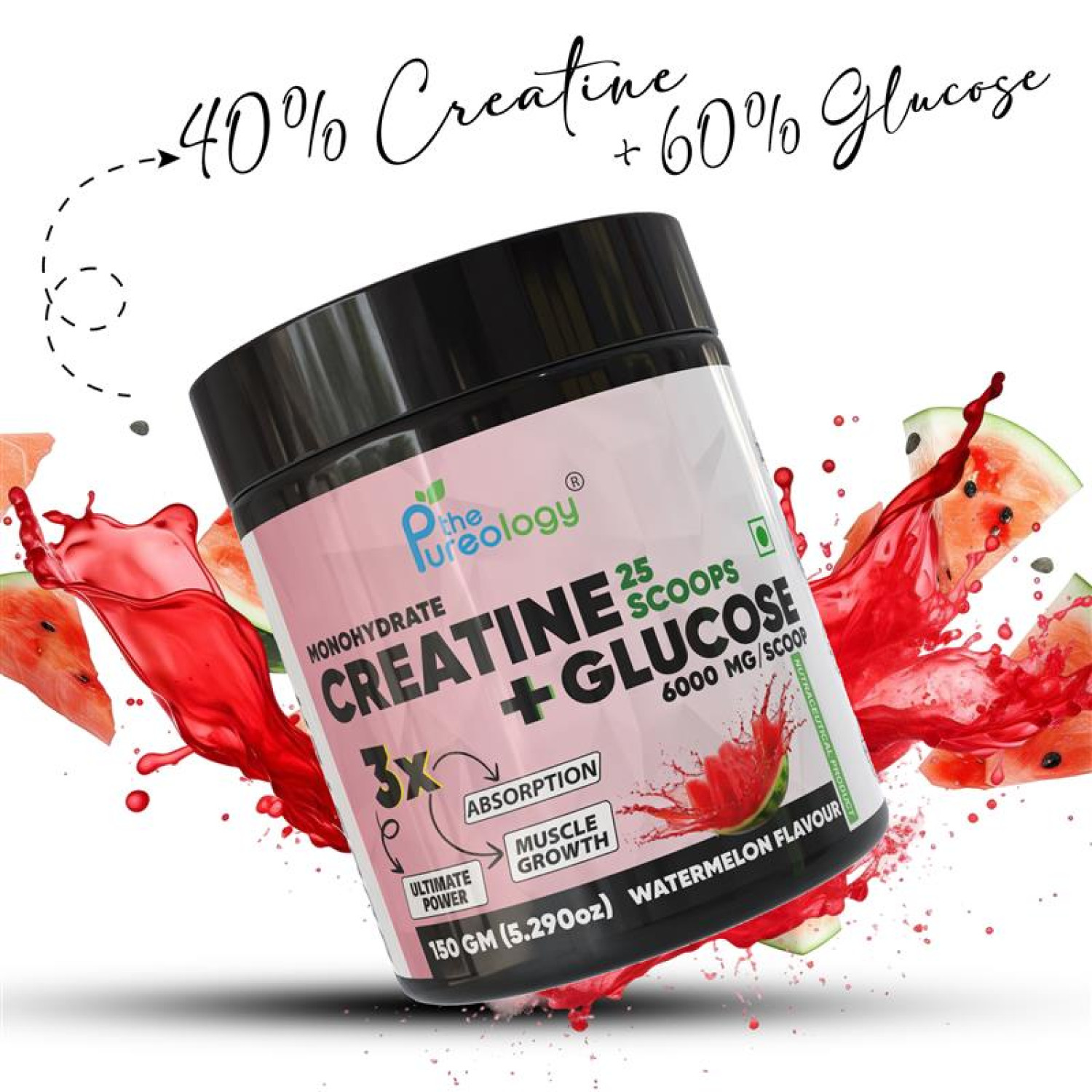 Monohydrate Creatine + Glucose Creatine  (150 g, Watermelon)   Monohydrate Creatine + Glucose Creatine  (150 g, Watermelon)