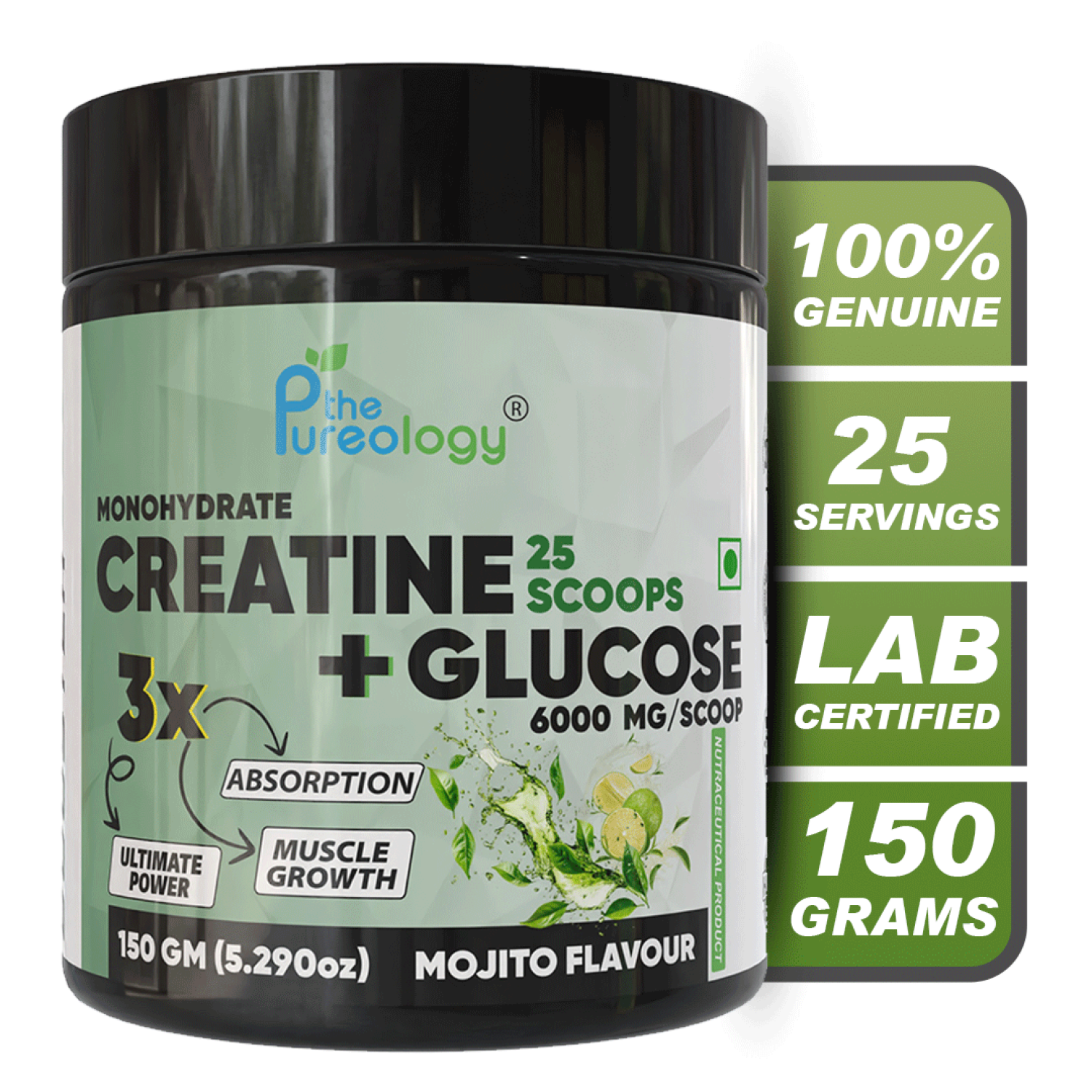 Monohydrate Creatine + Glucose Creatine  (150 g, Mojito)  Monohydrate Creatine + Glucose Creatine  (150 g, Mojito)