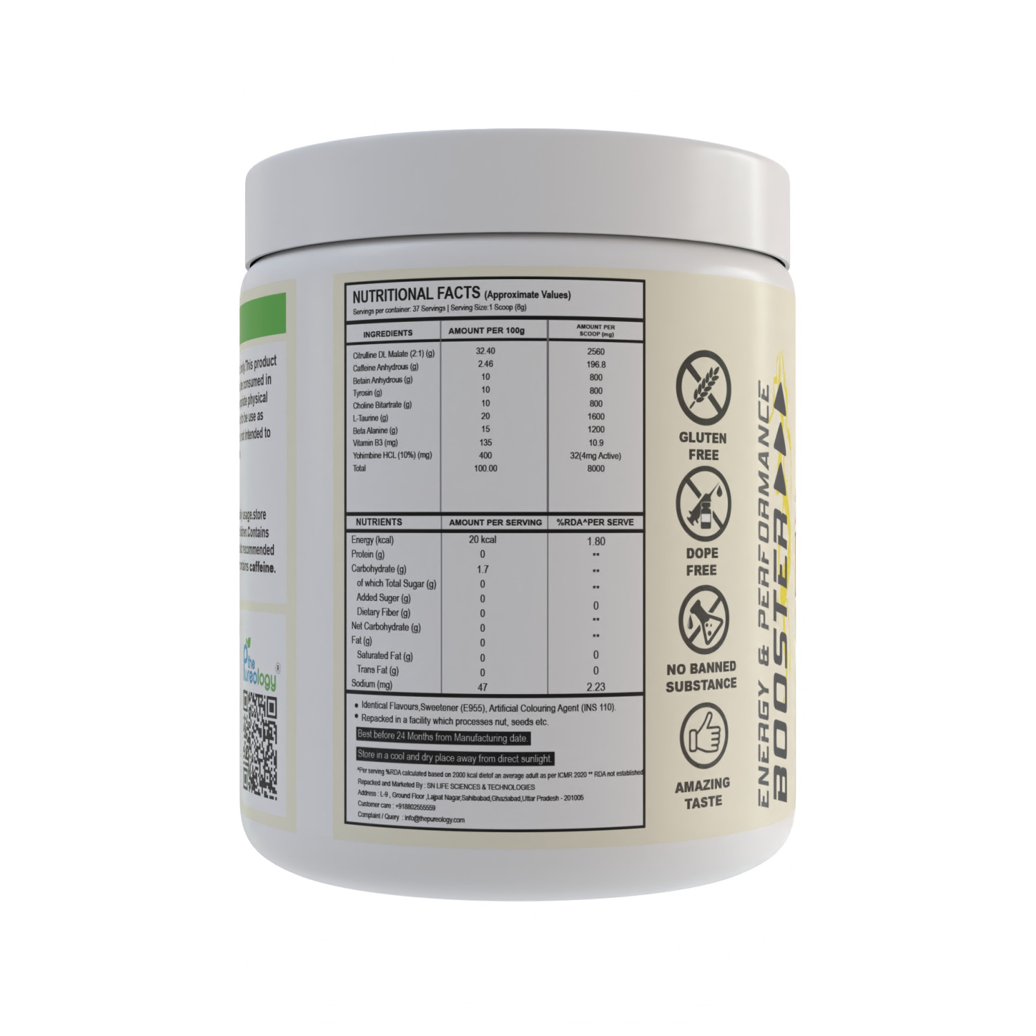 thepureology Pre Workout 8000mg  (300 g, Mojito)