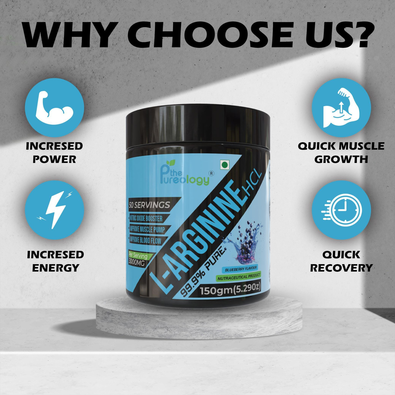 thepureology L-Arginine HCL  (150 g, Blueberry)