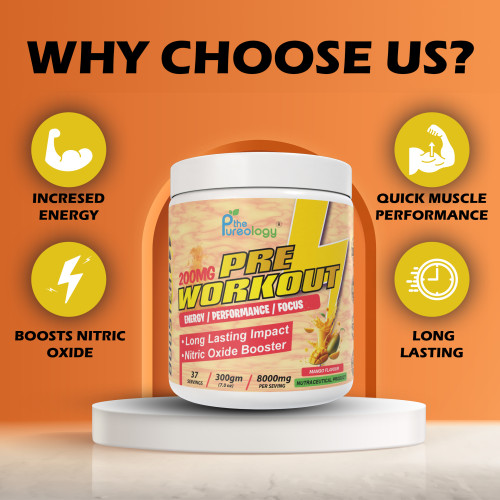 thepureology Pre Workout 8000mg Creatine  (300 g, Mango)