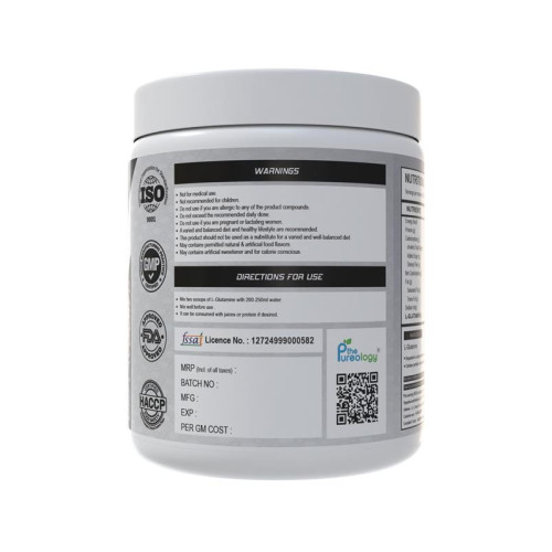thepureology 100% Pure For Muscle Recovery Glutamine  (300 g, Unflavoured)