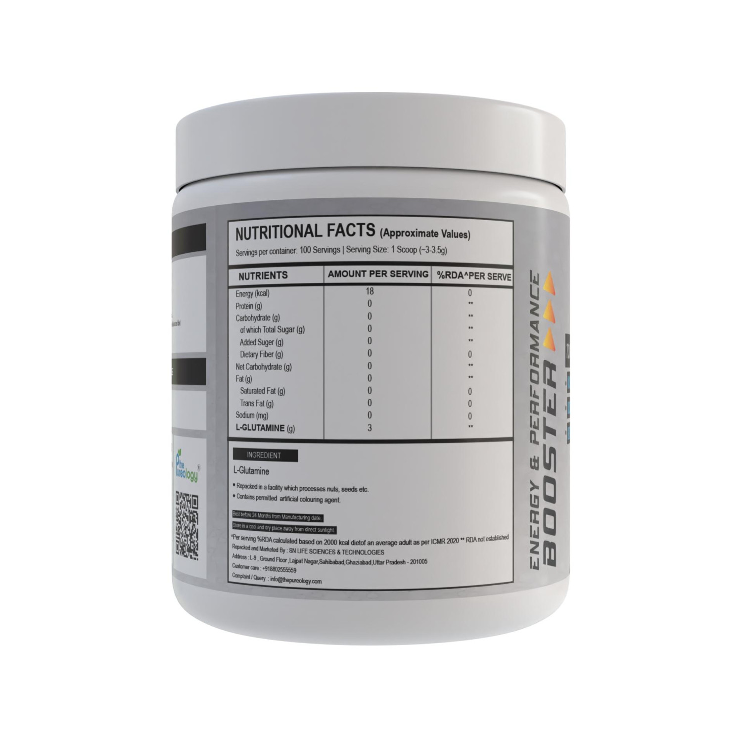 thepureology 100% Pure For Muscle Recovery Glutamine  (300 g, Unflavoured)