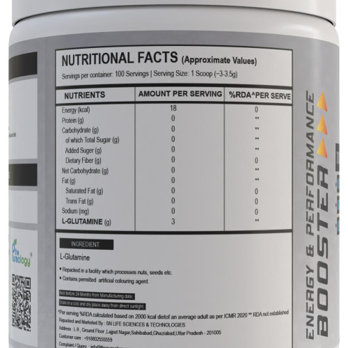 thepureology 100% Pure For Muscle Recovery Glutamine  (300 g, Unflavoured)