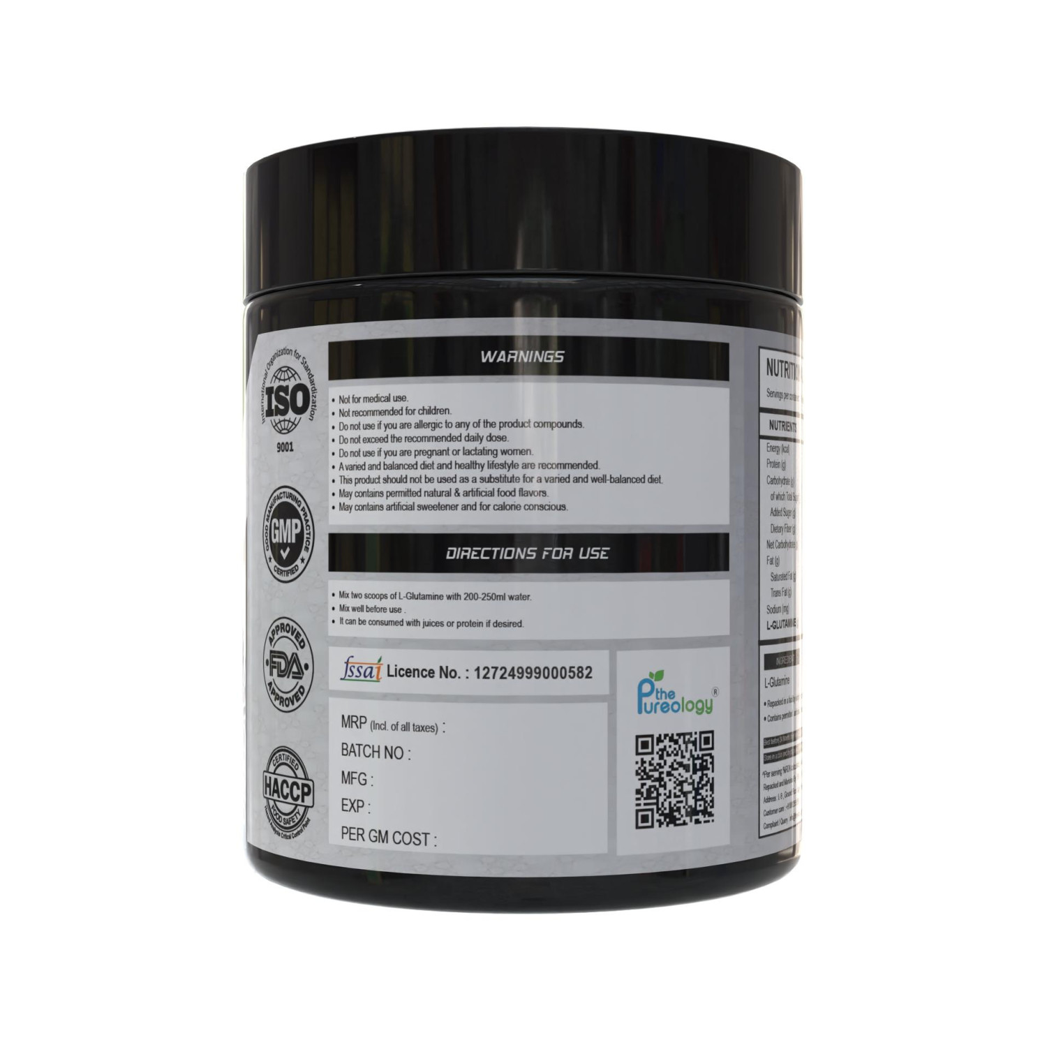 thepureology 100% Pure For Muscle Recovery Glutamine  (150 g, Unflavoured)