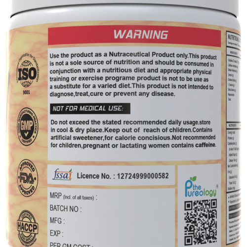 thepureology Pre Workout 8000mg Creatine  (300 g, Mango)