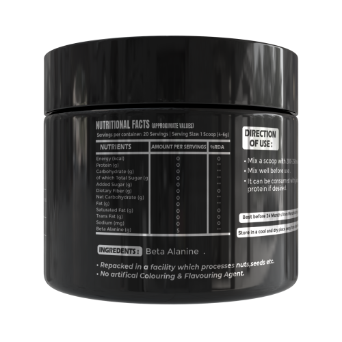 thepureology Beta Alanine Unflavoured Supplement, 5000mg, 20 Servings, 100g