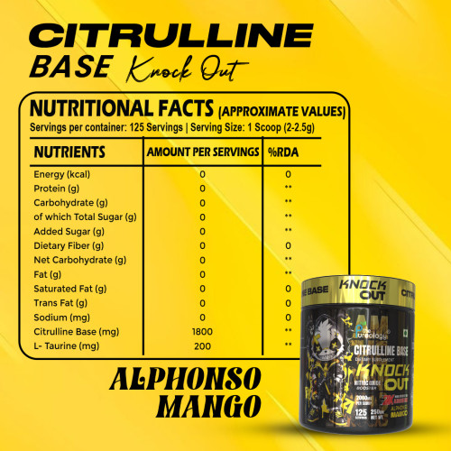 Thepureology Knock Out Citrulline Base Alphonso Mango Flavour 250g