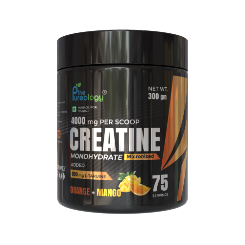 thepureology Creatine Monohydrate Micronised  300g Orange + Mango Flavour