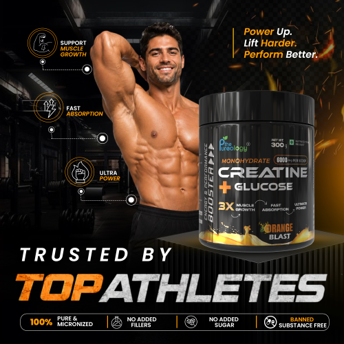 Thepureology Creatine + Glucose Creatine  300g Blast Orange Flavour