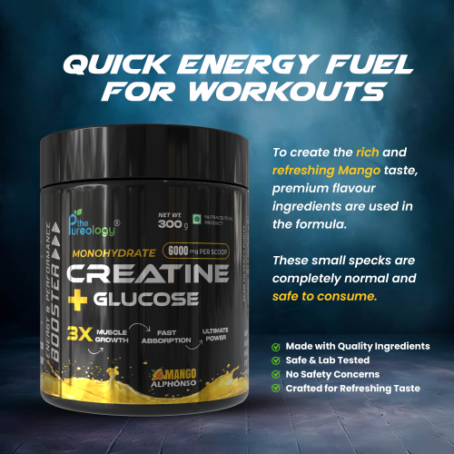 Thepureology Creatine + Glucose Creatine 300g Alphonso Mango Flavour
