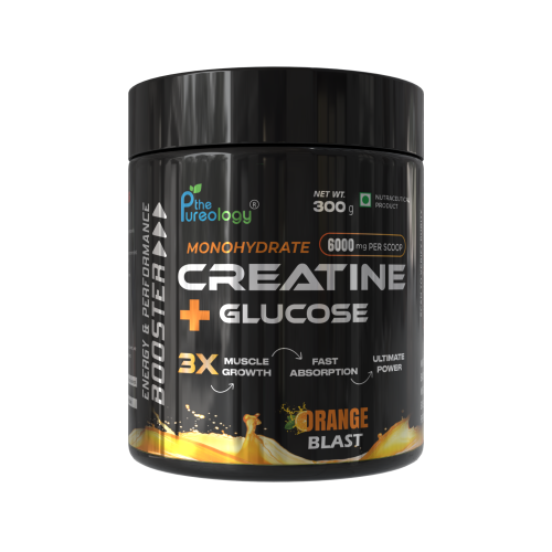 Thepureology Creatine + Glucose Creatine  300g Blast Orange Flavour