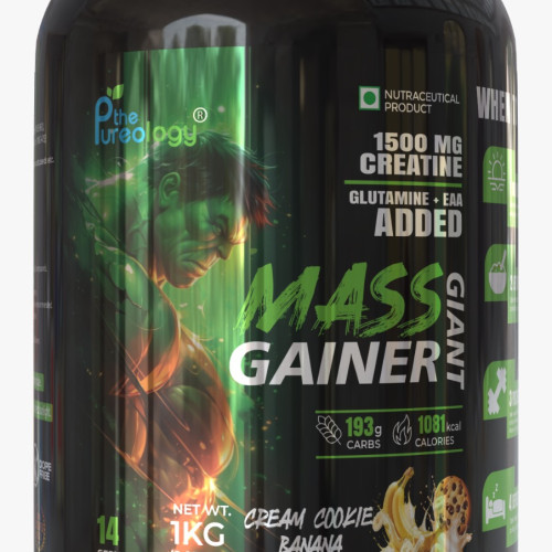 thepureology Giant Mass Gainer Weight Gainers/Mass Gainers  (1 kg, Banana Cream and cookies)