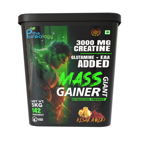 thepureology Giant Mass Gainer Weight Gainers/Mass Gainers 5 kg, Kesar Kulfi