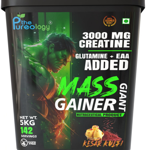 thepureology Giant Mass Gainer Weight Gainers/Mass Gainers 5 kg, Kesar Kulfi
