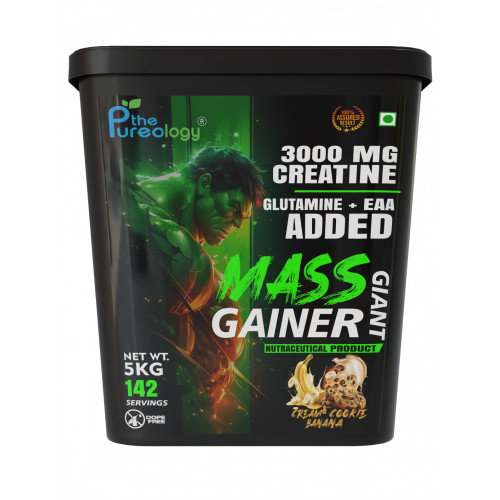 thepureology Giant Mass Gainer Weight Gainers Mass Gainers 5 kg, Banana Cream and cookies