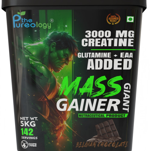 thepureology Giant Mass Gainer Weight Gainers/Mass Gainers  5kg Belgian Chocolate