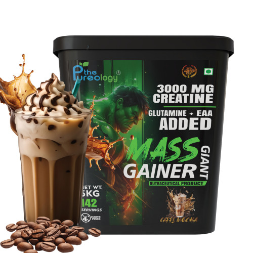 thepureology Giant Mass Gainer Weight Gainers/Mass Gainers  (5 kg,  Caffe Mocha)