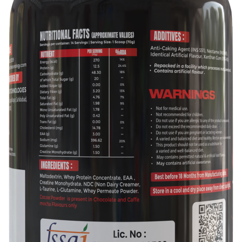 Thepureology Lean Mass Gainer Weight Gainers/Mass Gainers Caffe Mocha Flavour 1kg