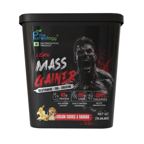 Thepureology Lean Giant Mass Gainer Weight Gainers/Mass Gainers Cream Cookies & Banana Flavour 5kg