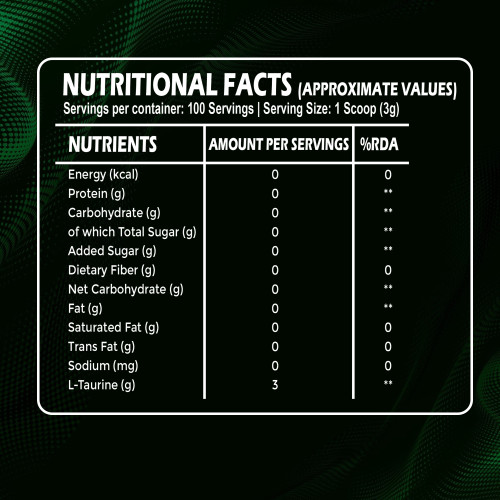 L-Taurine Unflavoured (300gm, 100 servings)