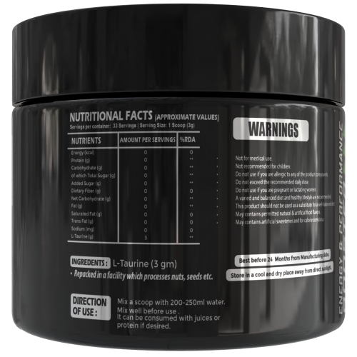 L-Taurine Unflavoured (100gm, 33 servings)