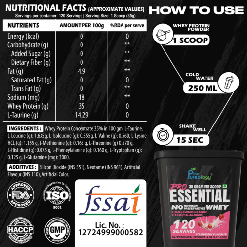 thepureology Protien | Whey Concentrate Whey Protein  ( 4kg, Strawberry)