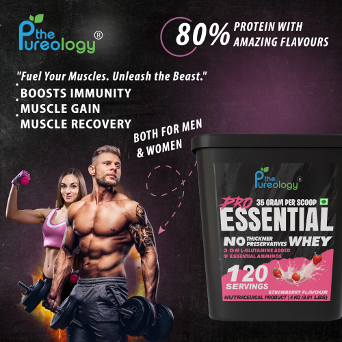 thepureology Protien | Whey Concentrate Whey Protein  ( 4kg, Strawberry)